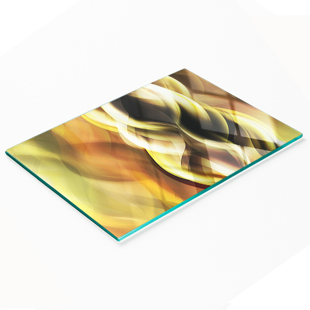 Küchenbrett Aus Gehärtetem Glas Mit Dekorativen Grafiken, Golden Light, 80 X 52 Cm