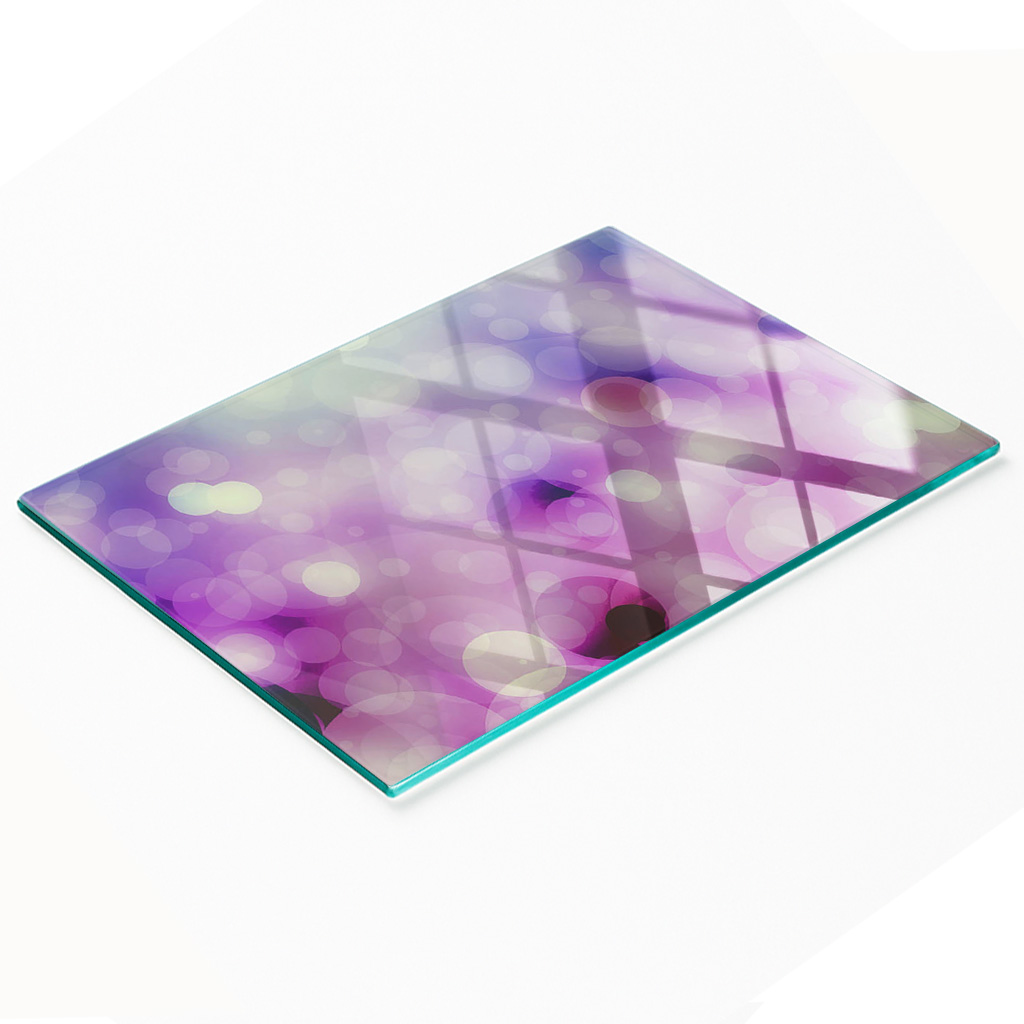 Dekoratives Schneidebrett Aus Gehärtetem Glas, Lila Kreise, 80 X 52 Cm