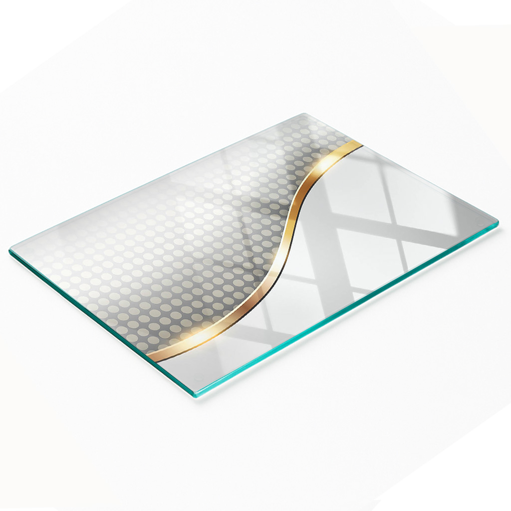 Multifunktionale Dekorative Glasplatte Mit Abstraktem Druck, 80 X 52 Cm