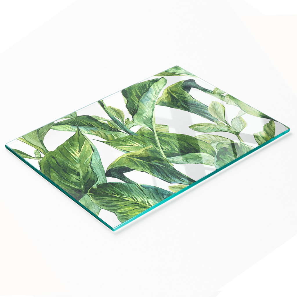 Multifunktionale Küchen-dekorationsplatte Aus Gehärtetem Glas, Blätter, 80 X 52 Cm