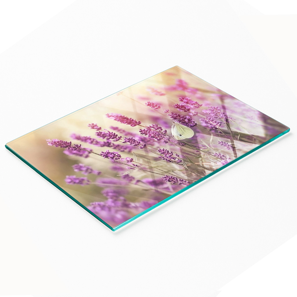 Multifunktionale Küchen-dekorationsplatte Aus Gehärtetem Glas, Lavendel, 80 X 52 Cm
