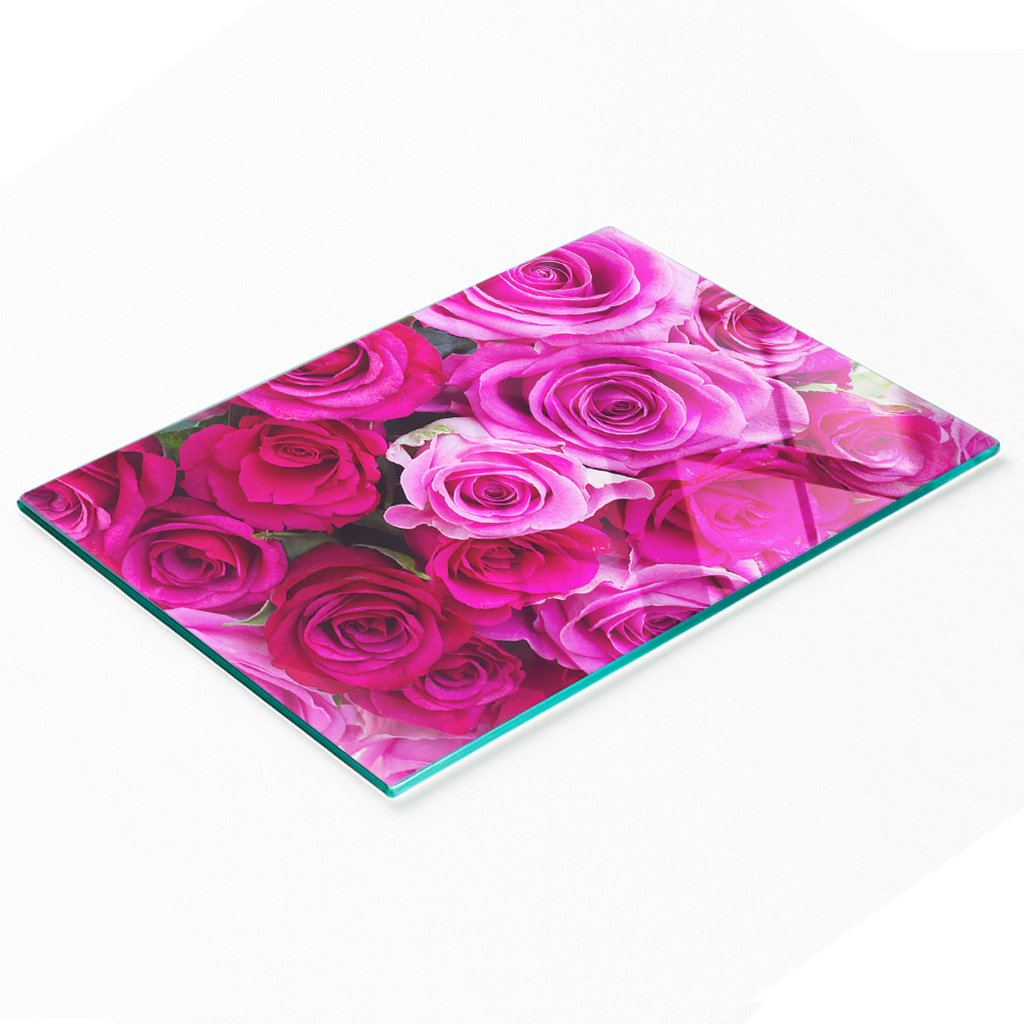 Dekorative Glasplatte Zum Servieren Von Snacks, Rosenstrauß, 80 X 52 Cm