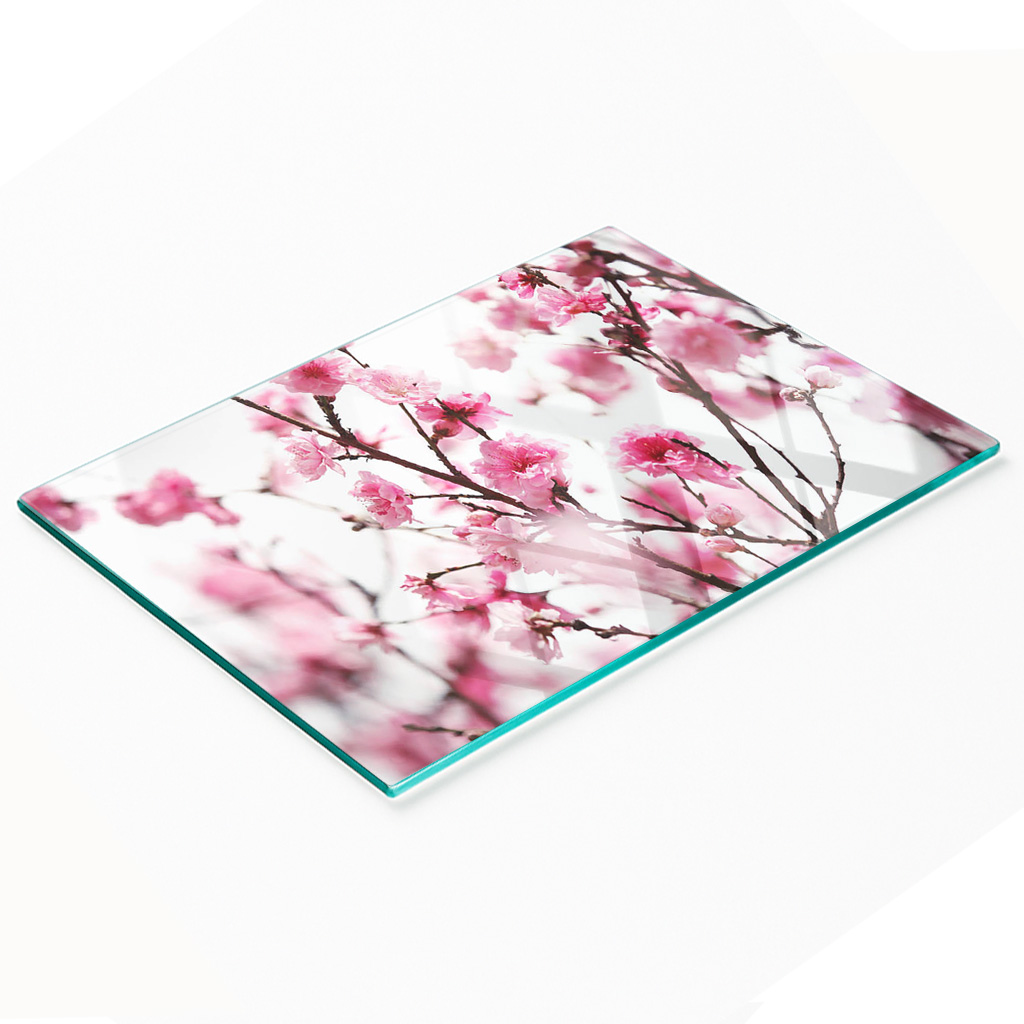 Multifunktionale Küchen-dekorationsplatte Aus Gehärtetem Glas, Pflaumenblüte, 80 X 52 Cm