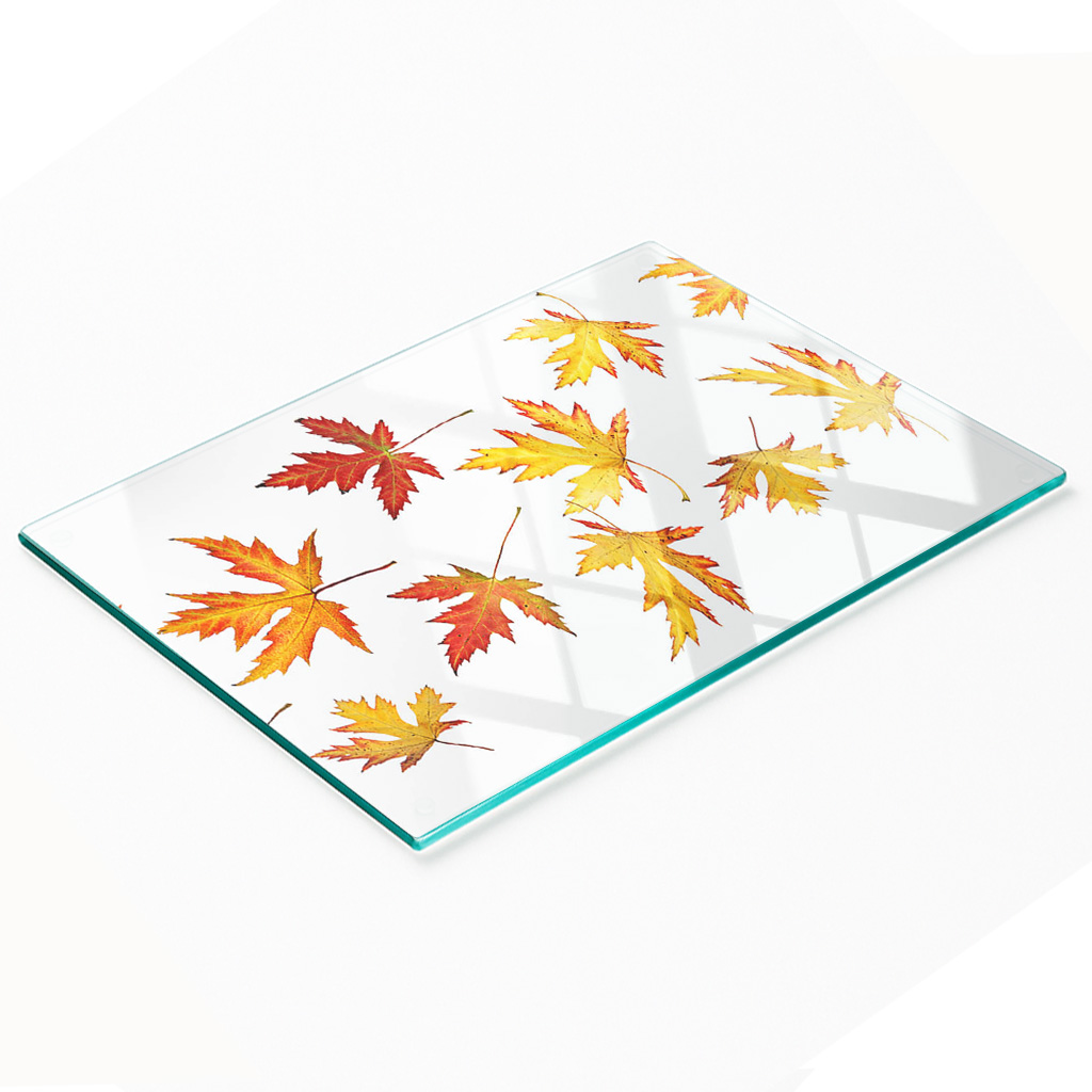 Dekoratives Servierbrett Aus Glas Für Snacks, Herbstlaub, 80 X 52 Cm