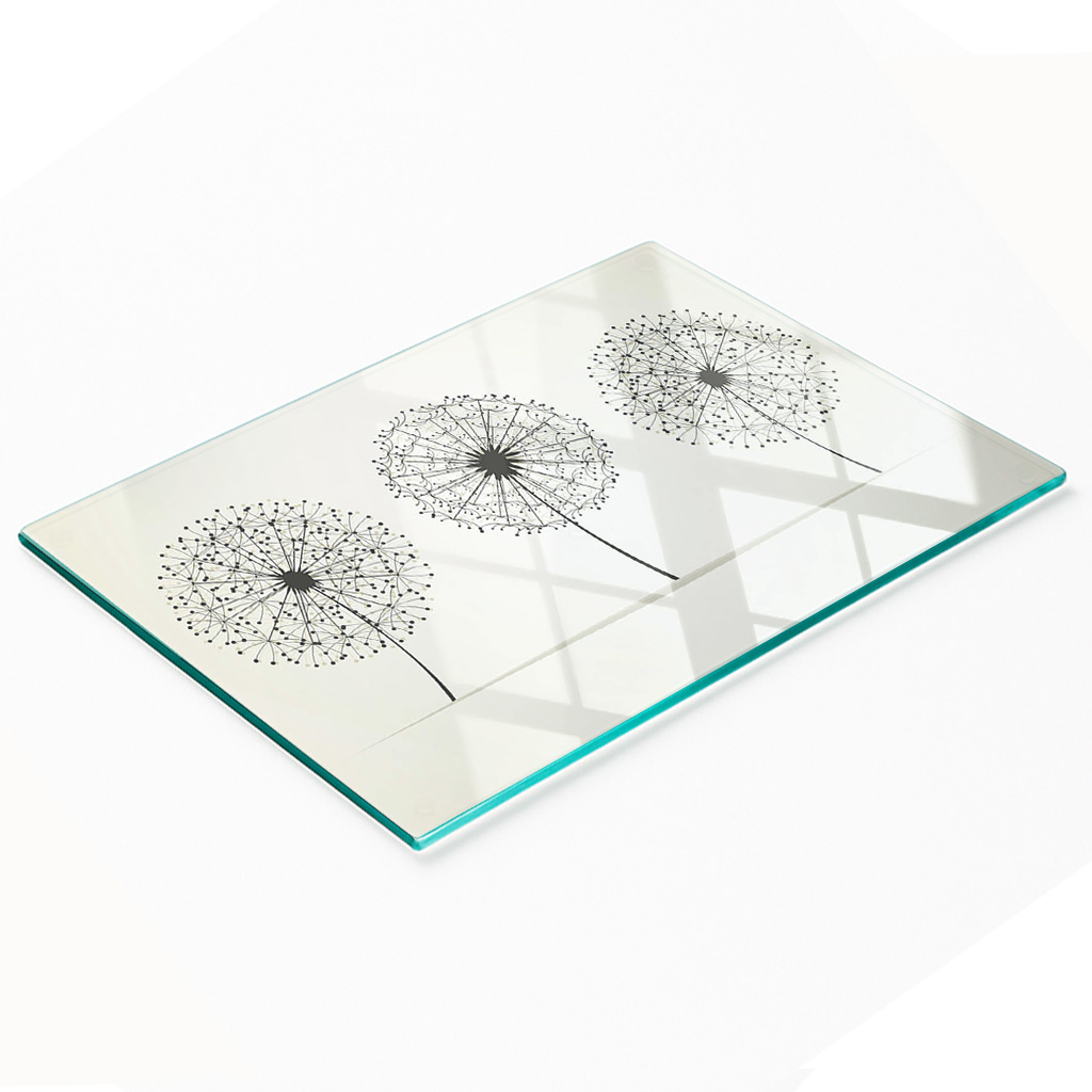 Dekorative, Multifunktionale Glasplatte Aus Gehärtetem Glas, Löwenzahn-motiv, 80 X 52 Cm