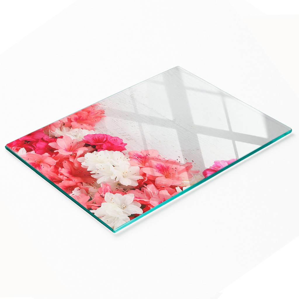 Multifunktionale Küchendekorationsplatte Aus Gehärtetem Glas, Blumen, 80 X 52 Cm