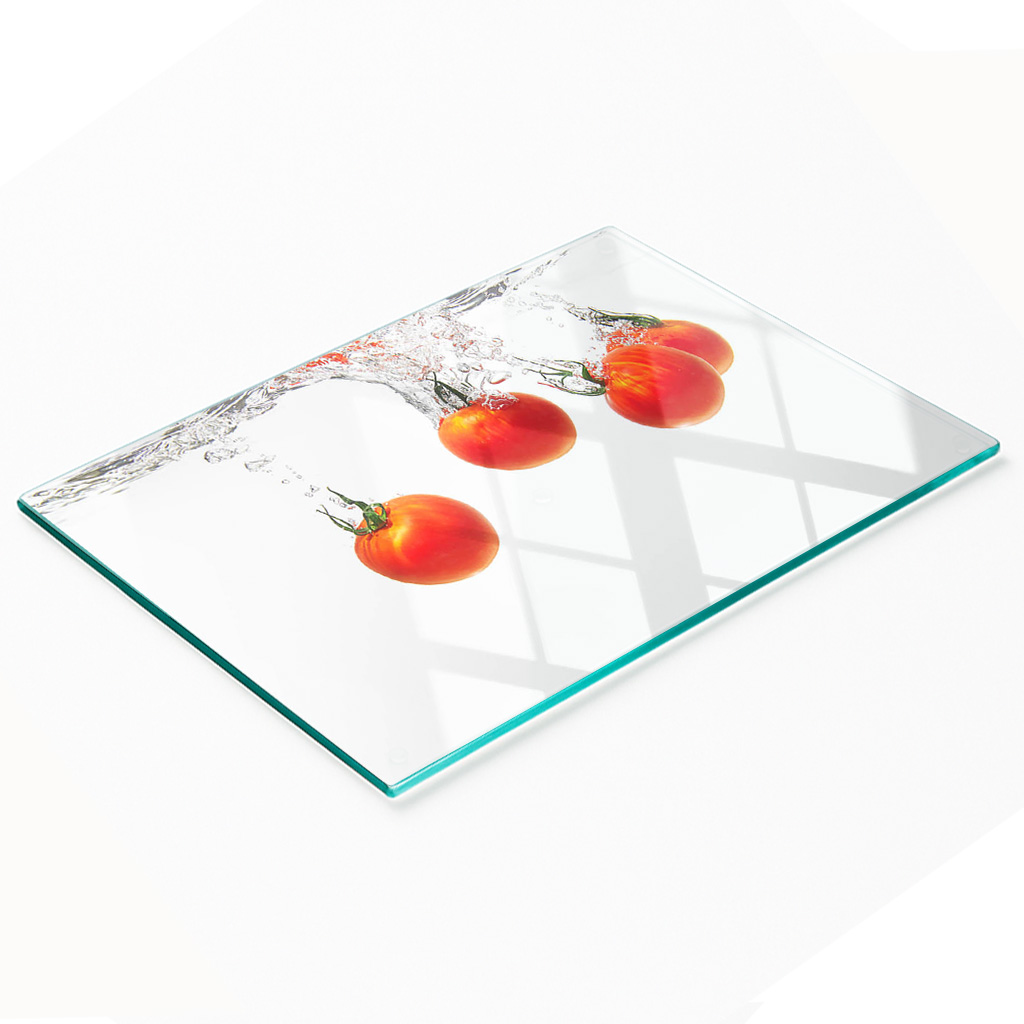 Stilvolle Und Robuste Glasplatte Mit Unterwasser-tomatenmotiv, 80 X 52 Cm