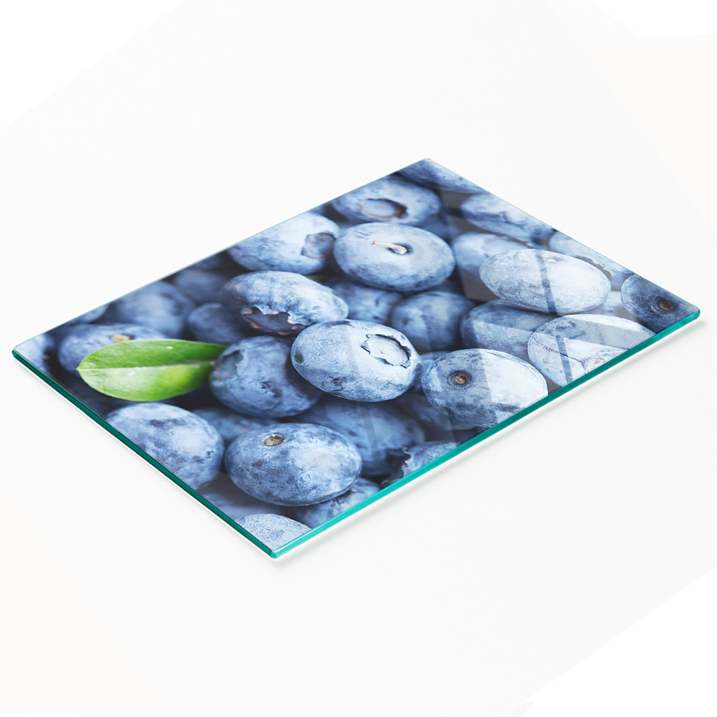 Multifunktionale Küchen-dekorationsplatte Aus Gehärtetem Glas, Blaubeeren, 80 X 52 Cm