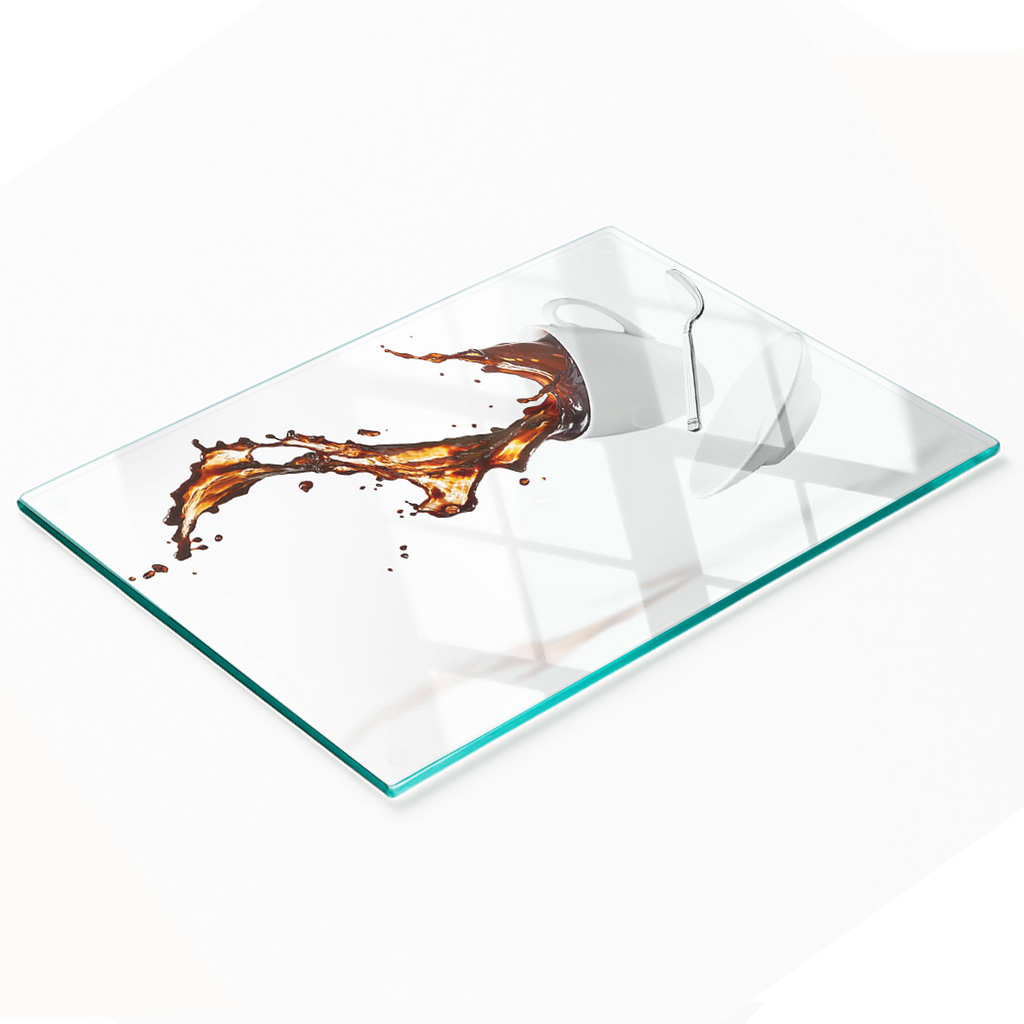 Multifunktionales Küchen-dekorationsglasbrett „verschütteter Kaffee“ 80 X 52 Cm