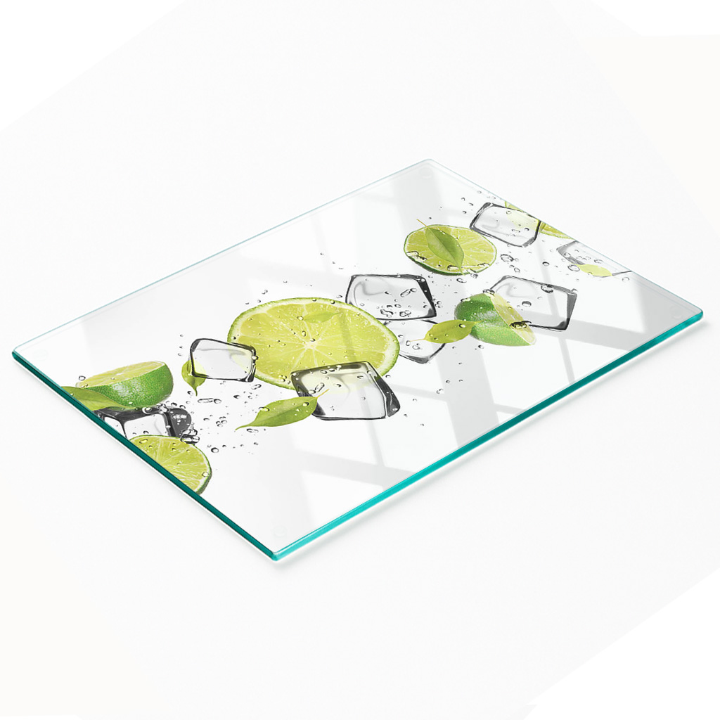 Multifunktionale, Dekorative Glasplatte Für Die Küche, Motiv: Limetteneiscreme, 80 X 52 Cm