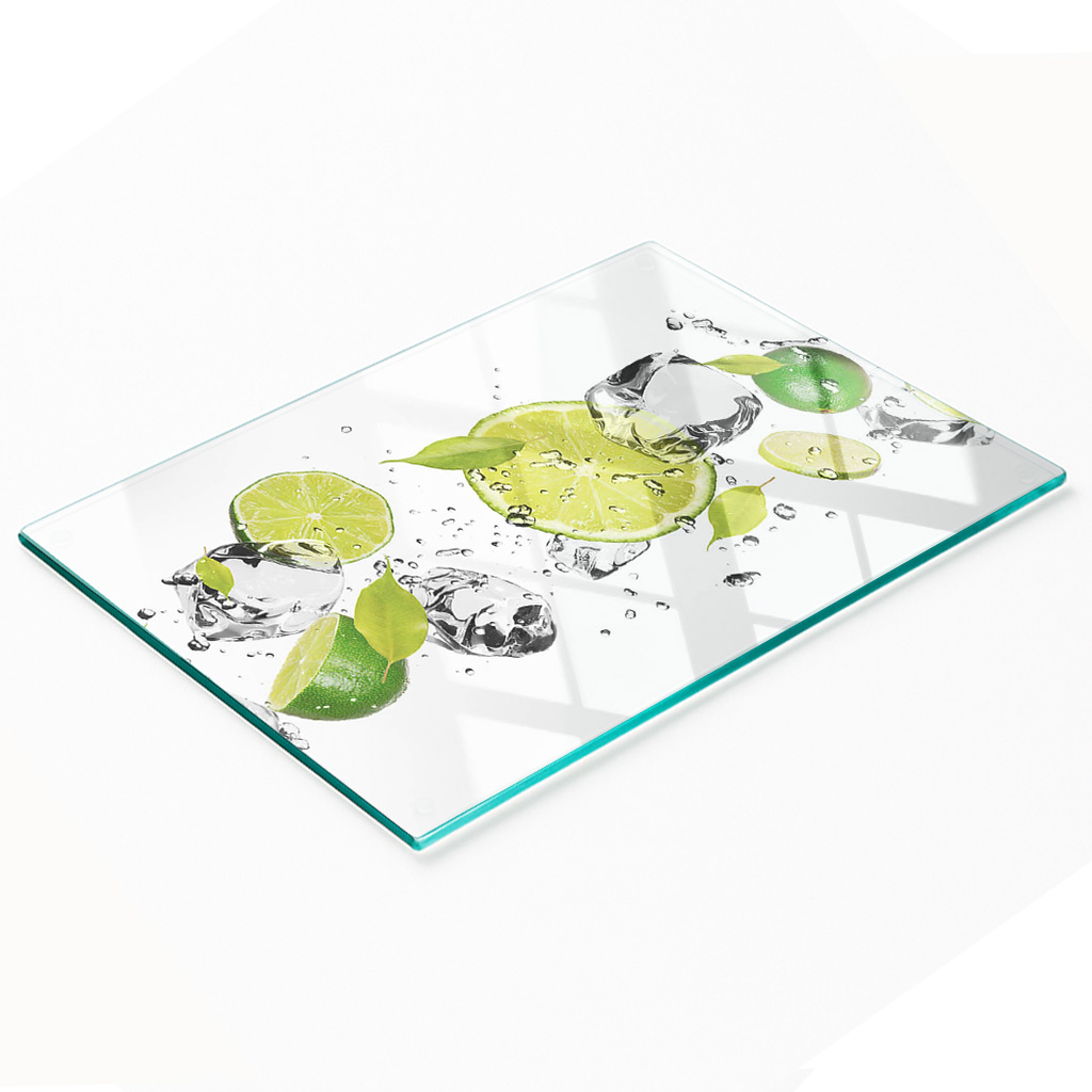 Robuste Und Stilvolle Glas-küchenplatte Mit Kalk- Und Wassermuster, 80 X 52 Cm