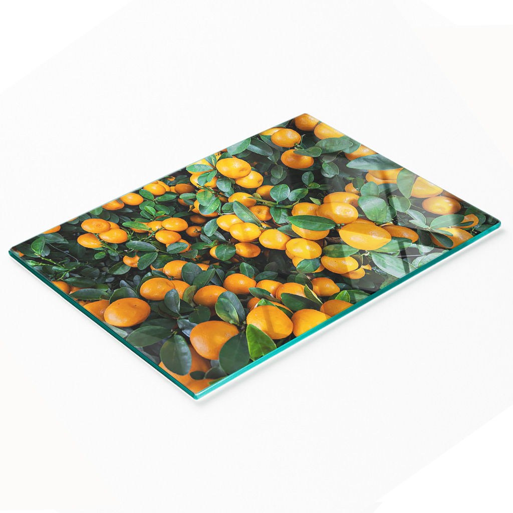 Multifunktionale Dekorative Glasplatte Mit Mandarinenmuster, 80 X 52 Cm