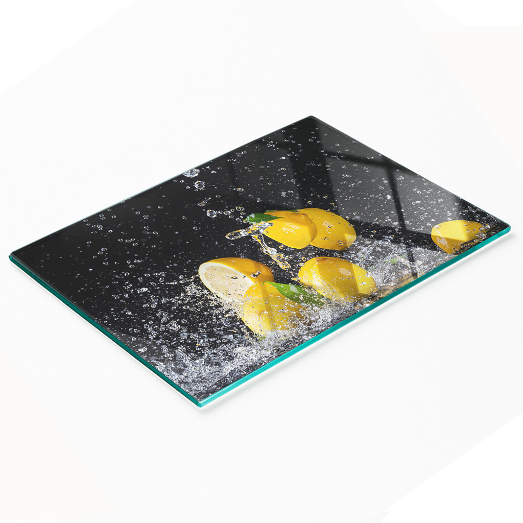 Dekorative Glasplatte Zum Servieren Von Snacks, Zitronen Und Wasser, 80 X 52 Cm