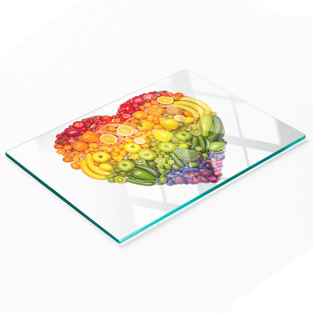 Dekorative, Multifunktionale Glasplatte Aus Gehärtetem Glas, Gemüseherz, 80 X 52 Cm
