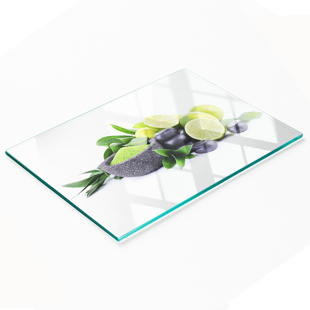 Stilvolle Und Robuste Glasplatte Mit Kalk- Und Steinmuster, 80 X 52 Cm