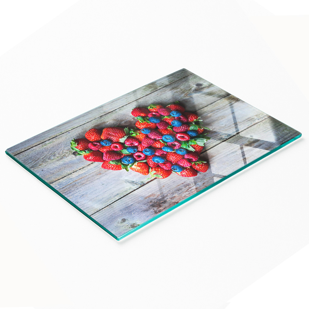 Multifunktionale Küchen-dekorationsplatte Aus Gehärtetem Glas, Herz- Und Obstmotiv, 80 X 52 Cm