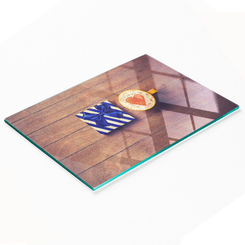 Dekoratives Schneide- Und Servierbrett Aus Glas, Ideal Als Kaffeegeschenk, 80 X 52 Cm