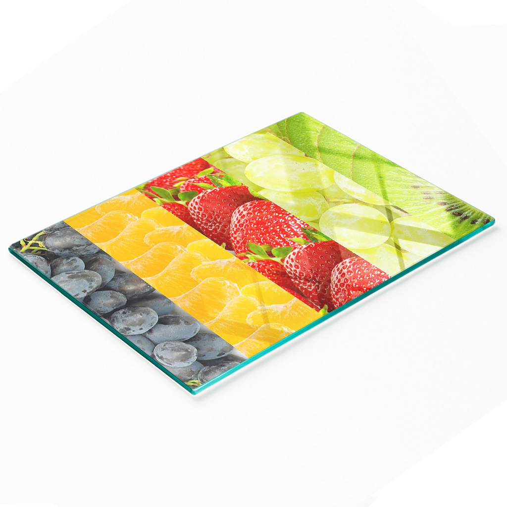 Multifunktionale, Dekorative Glasplatte Für Die Küche, Buntes Obstmotiv, 80 X 52 Cm