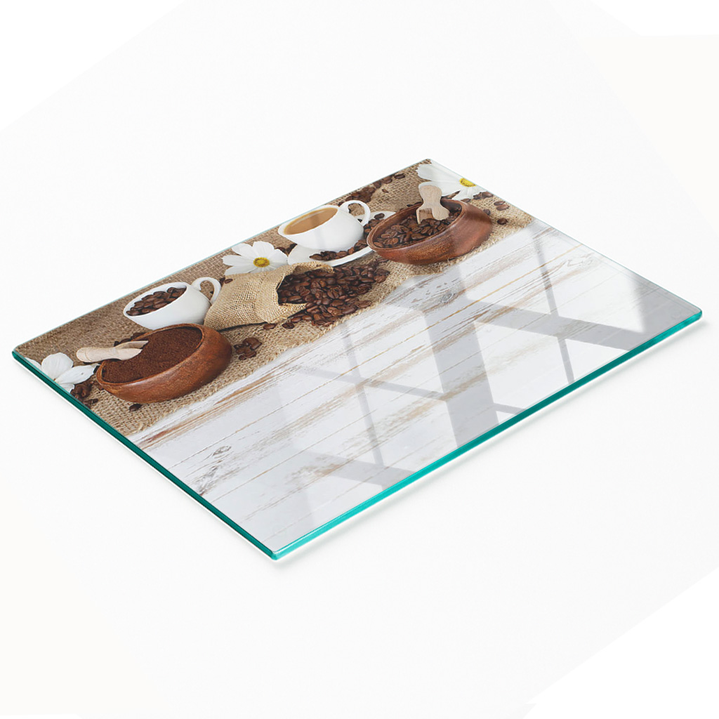 Dekoratives Kaffeetassenbrett Aus Gehärtetem, Multifunktionalem Glas, 80 X 52 Cm