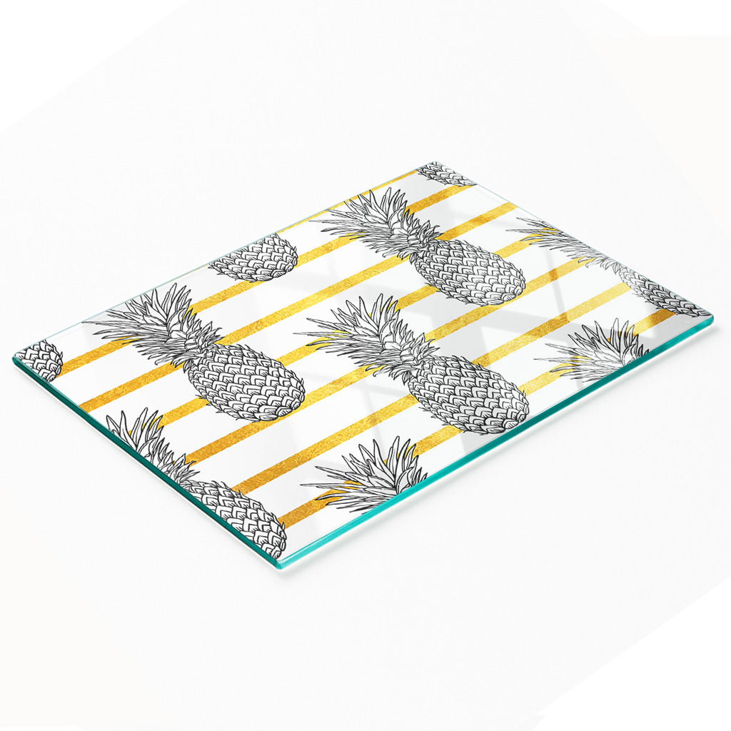 Multifunktionale, Dekorative Glasplatte Für Die Küche Mit Ananas-motiv, 80 X 52 Cm