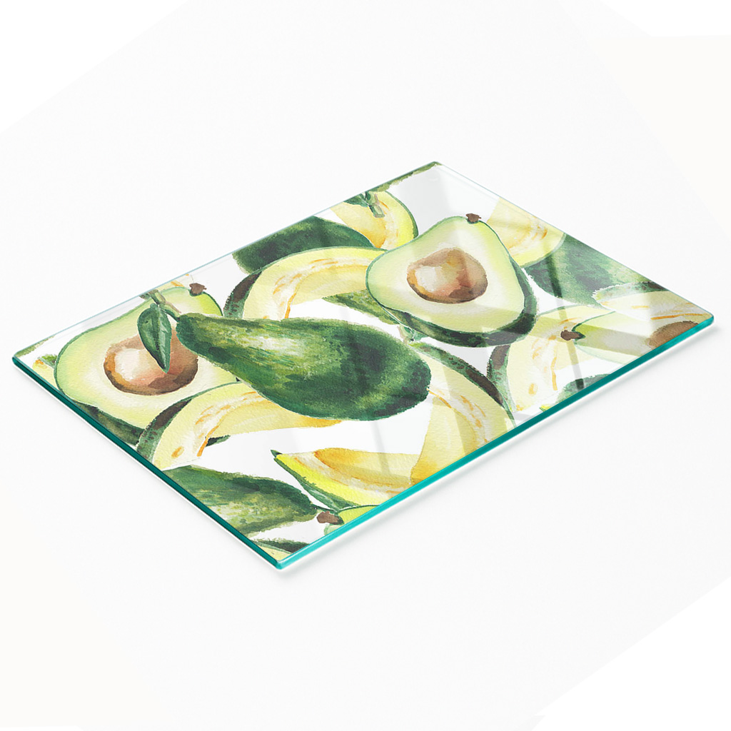 Multifunktionale Dekorative Glasplatte Mit Avocado-print, 80 X 52 Cm