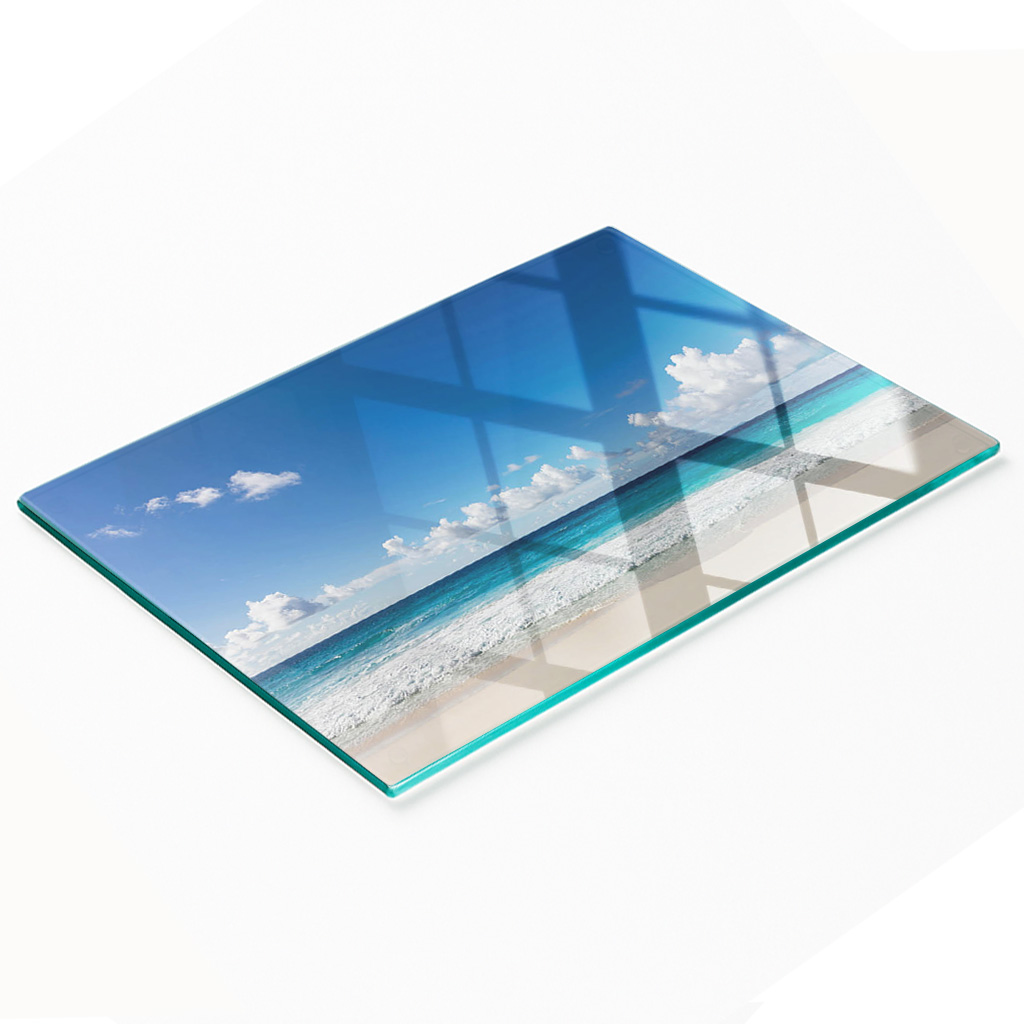 Multifunktionale Dekorative Glasplatte Für Die Küche, Strand Seychellen, 80 X 52 Cm