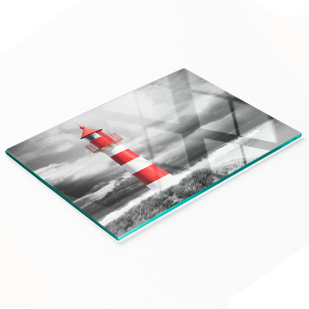 Multifunktionale Dekorative Glasplatte Für Die Küche, Leuchtturm, 80 X 52 Cm