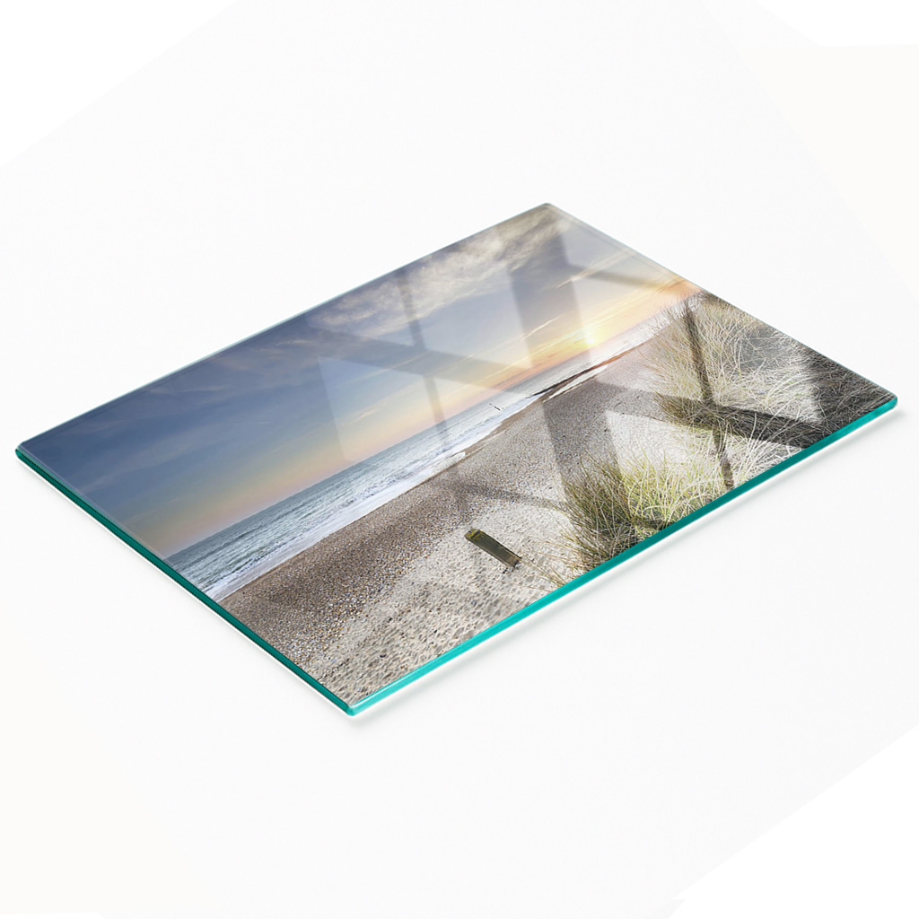 Multifunktionale Küchen-dekorationsglasplatte „sonne Und Dünen“, 80 X 52 Cm