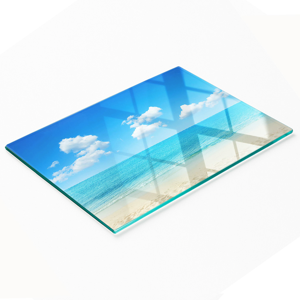 Multifunktionale Küchen-dekorationsglasplatte „paradiesstrand“ 80 X 52 Cm