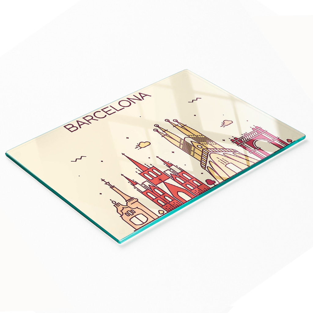 Multifunktionale Dekorative Glasplatte Für Die Küche Mit Barcelona-schriftzug, 80 X 52 Cm