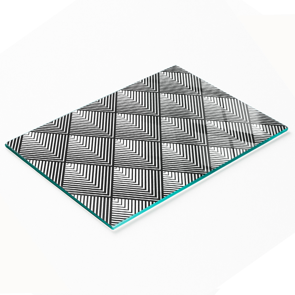 Stilvolle Und Robuste Glasplatte Mit Geometrischem Muster, 80 X 52 Cm