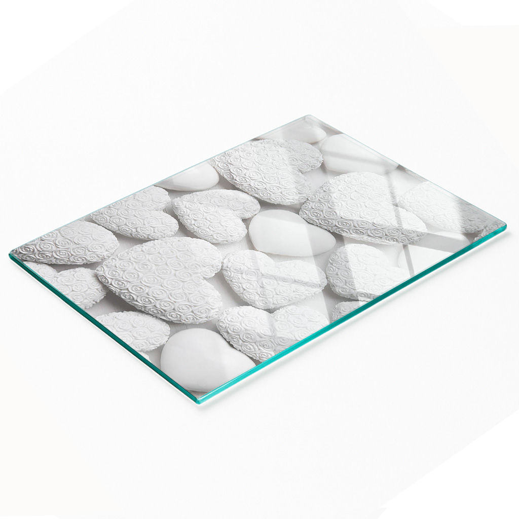 Dekorative Glasplatte Mit Herzmotiven Zum Servieren Von Snacks, 80 X 52 Cm
