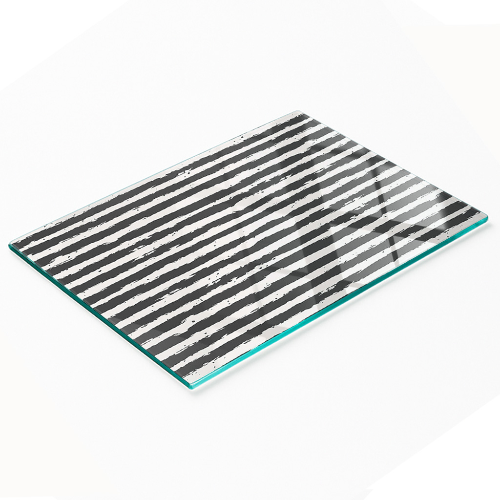 Dekorative Glasplatte Mit Streifenmuster Zum Servieren Von Snacks, 80 X 52 Cm