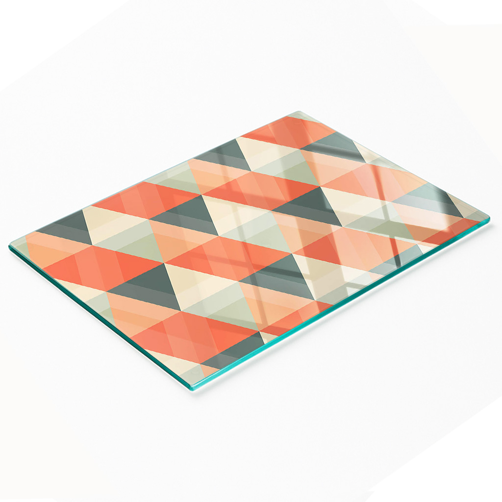 Multifunktionale Dekorative Glasplatte Mit Geometrischen Formen, 80 X 52 Cm
