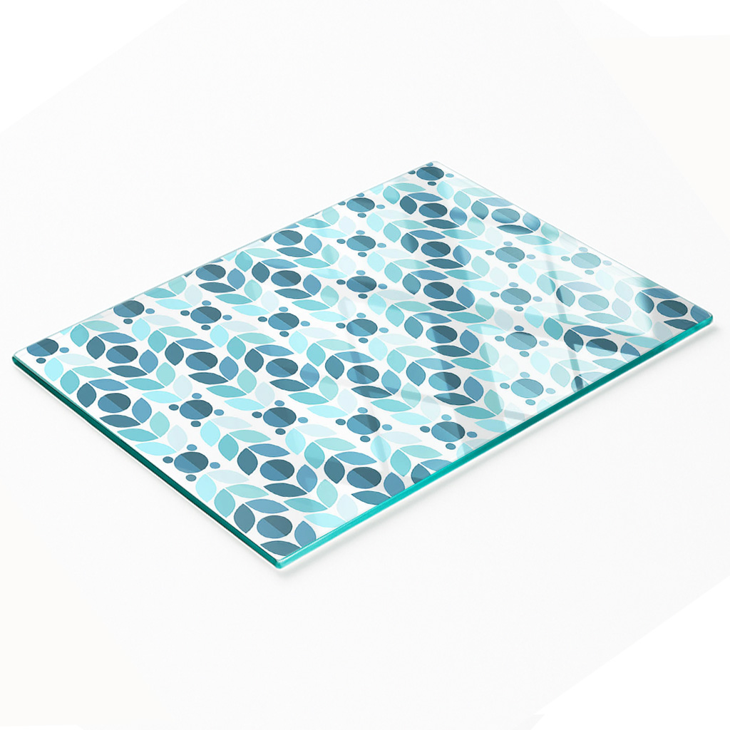 Robuste Und Stilvolle Glasplatte Mit Geometrischem Muster, 80 X 52 Cm