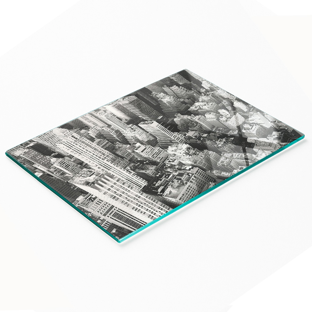 Multifunktionale Dekorative Glasplatte Mit New York-motiv, 80 X 52 Cm