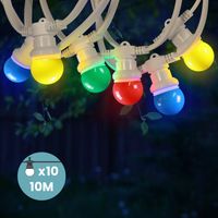 10 M Lange Lichterkette Ip65 – Weißes Kabel, 10 Farbige Glühbirnen Für Terrasse Und Garten – Wasserdicht Und Romantische Dekoration – Ulisem