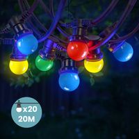 20 M Lange Lichterkette Für Den Außenbereich, Schutzart Ip65, 20 Miteinander Verbindbare E27-led-lampen In Verschiedenen Farben Für Ganzjährigen Einsatz – Ulisem