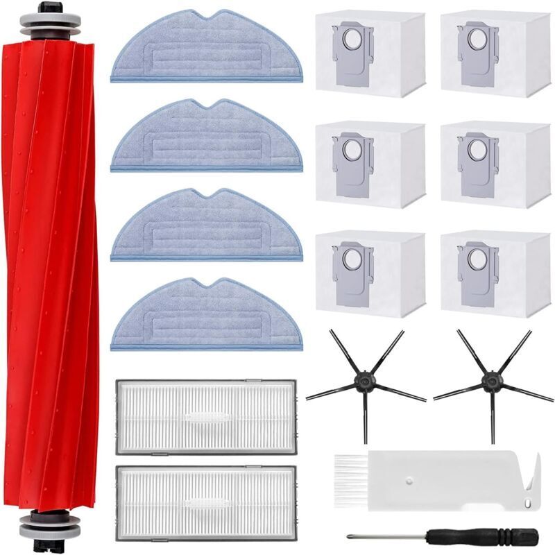 Ersatzteilset Für Roborock S7, S7 Plus, S7 Maxv Und S7 Mavv Ultra Staubsauger - 6 Staubbeutel, 1 Hauptwalzenbürste, 2 Seitenbürsten, 2 Filter Und 4 Wischpads.