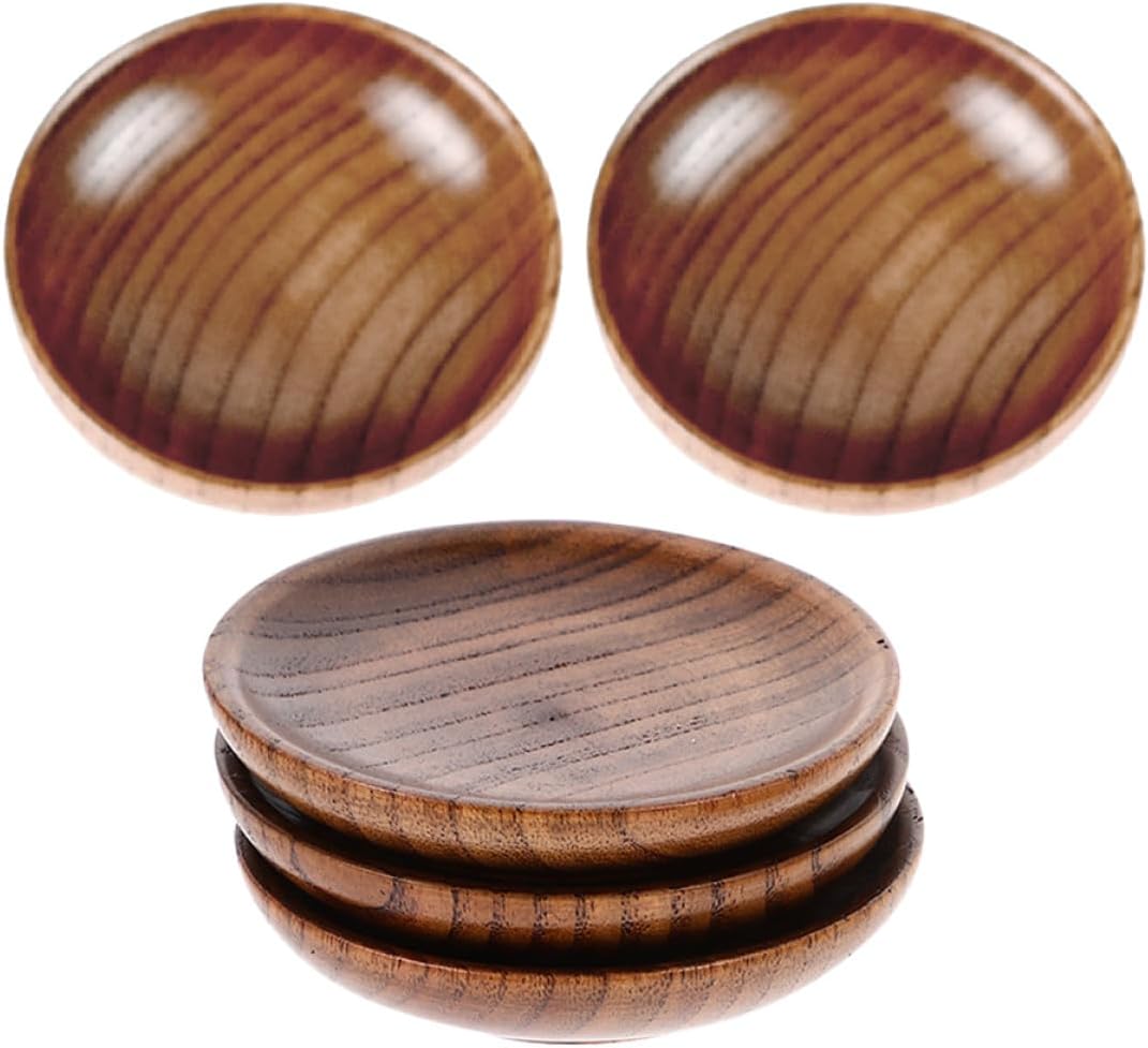 Set Mit 5 Kleinen Runden Holzschalen (7,5 Cm) Für Sojasauce Und Würzmittel, Multifunktionale Saucenschalen Für Sushi, Kochen Zu Hause Und Catering, Natürlicher Und Einfach Zu Verwendender Behälter