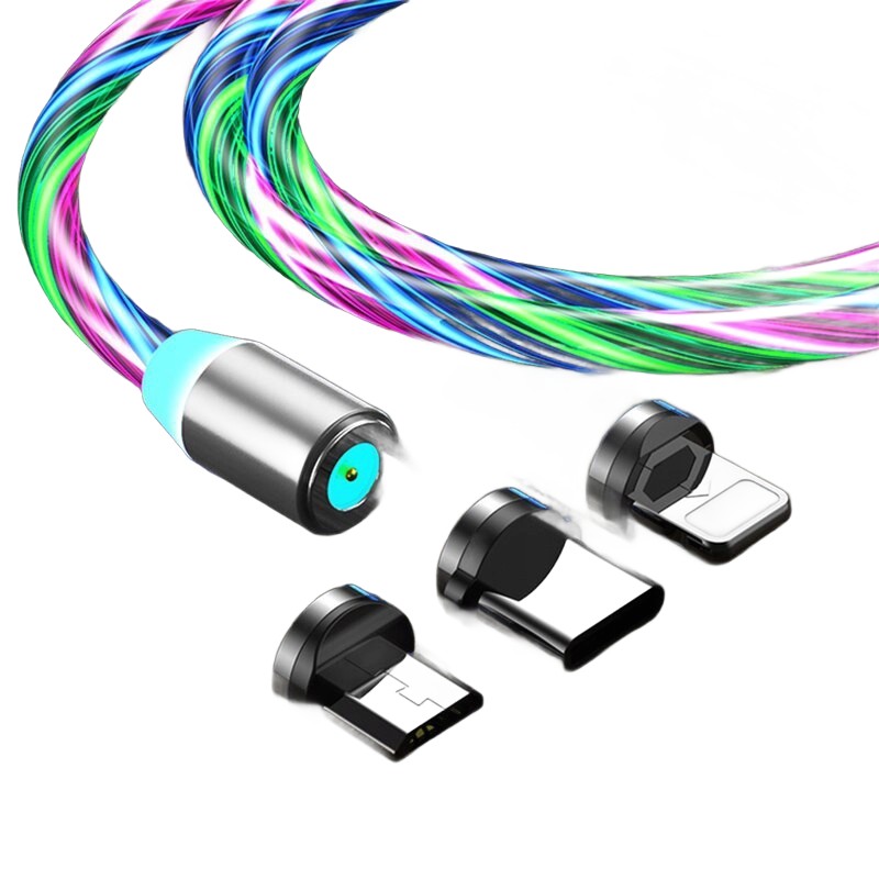 Magnetisches Led-kabel Für Iphone, Micro-usb Typ-c, 200 Cm, Kb31mehrfarbig
