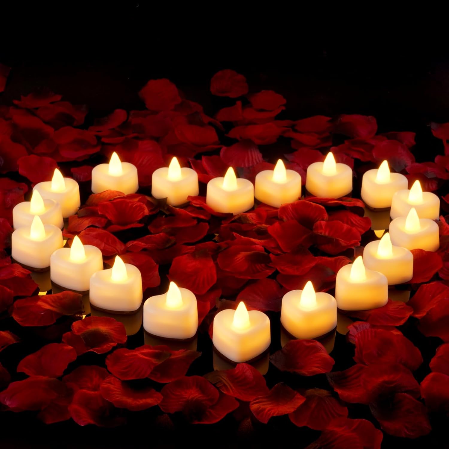 Set Mit 24 Herzförmigen Led-teelichtern, Perfekt Für Heiratsanträge, Jubiläen, Besondere Romantische Abende Sowie Als Tischdekoration Für Hochzeiten Und Geburtstage.