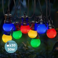 30 M Lange Lichterkette Für Den Außenbereich Mit 30 Mehrfarbigen Leds (rot, Grün, Blau, Gelb) – Schutzart Ip44 – Ideal Für Garten Und Terrasse – Ulisem