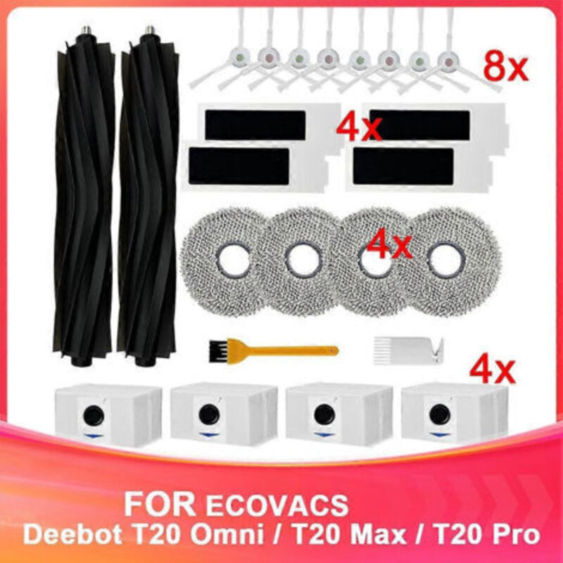 Zubehörset Für Ecovacs T20 Omni/max/pro/t20 Max Staubsauger: Hauptbürste, Hepa-filter, Reinigungstuch, Staubbeutel.