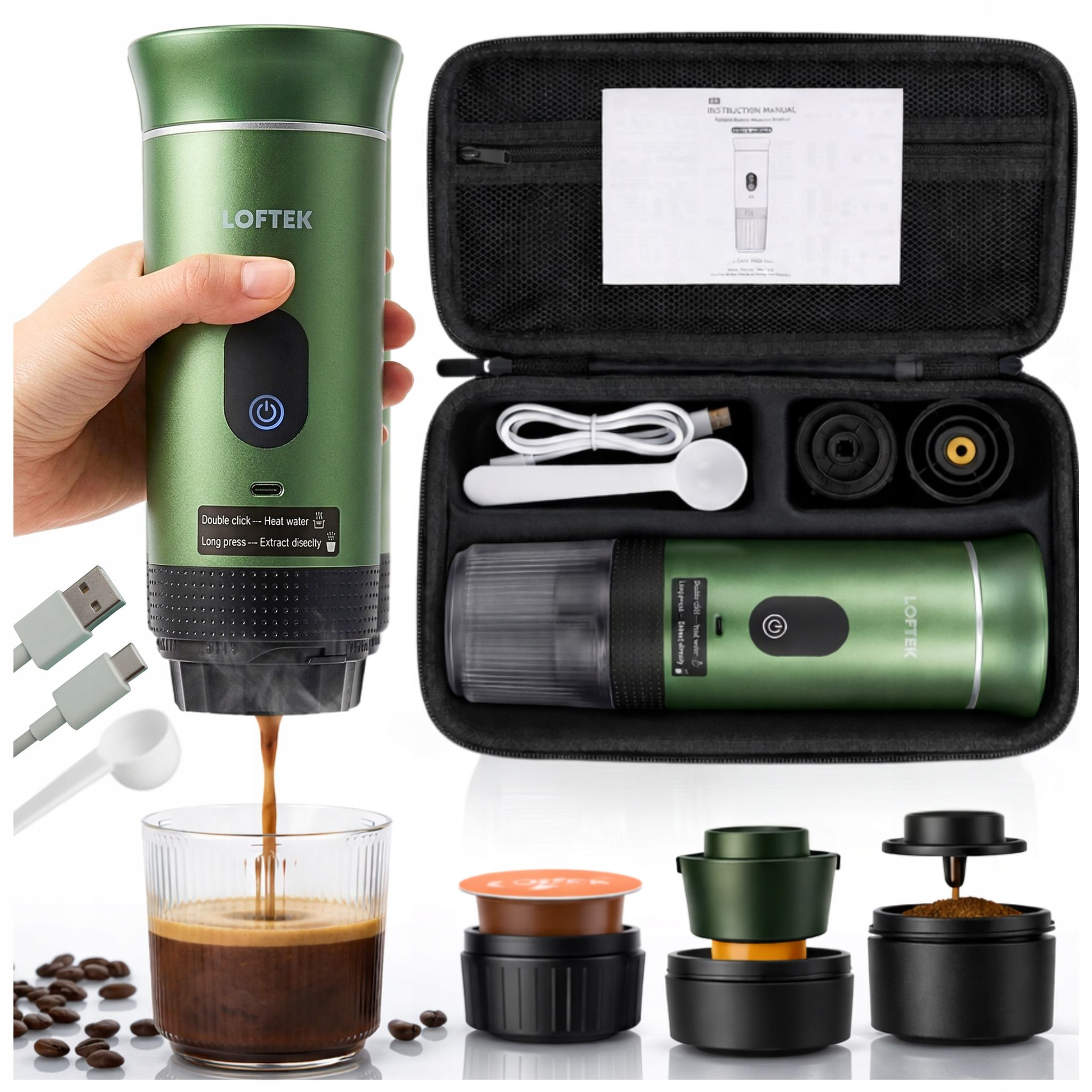 Kaffeemaschine Mit Druckfunktion Für Kapseln Und Gemahlenen Kaffee, 3-in-1, 80 Ml