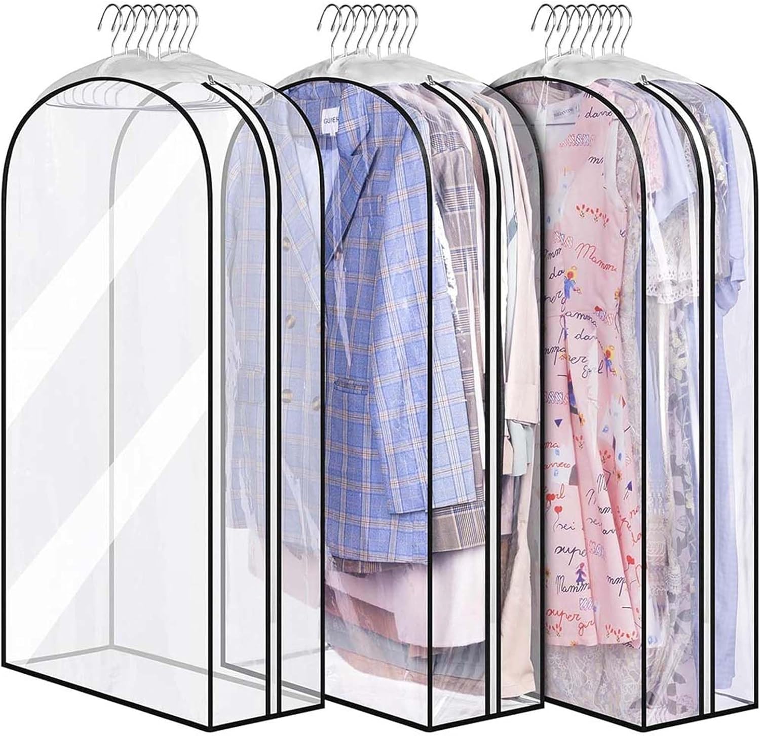 Transparente, Wasserdichte Und Mottenfeste Kleidersäcke Mit 10-zoll-zwickel Für Damen- Und Herrenbekleidung, Anzüge, Kleider, Mäntel, Jacken, Reisekleidung (60 X 80 Cm)