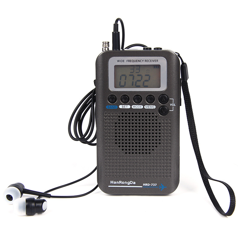 Vhf-flugfunkgerät, Multifunktionaler Allband-flugfunkempfänger Mit 1-zoll-lcd-bildschirm Mit Rauschunterdrückung, Frequenzbändern Für Flugfunk, Fm, Am, Kurzwelle, Vhf Und Cb-funk Sowie Silbergrauer An