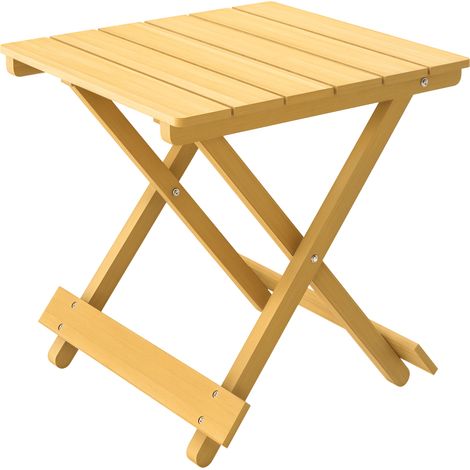 Klappbarer Couchtisch Aus Massivholz, Leichter Klappbeistelltisch Mit Lattenrost, 40 X 43 X 40 Cm, Naturholz