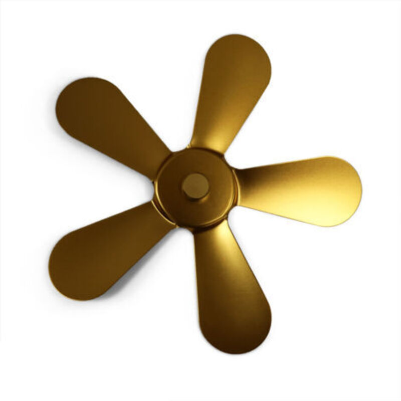Ofenlüfterflügel. 5 Flügel. Aluminiumlegierung. Verbessert Die Warmluftzirkulation. Weitgehend Kompatibel. Einfache Kaminmontage (goldfarben).