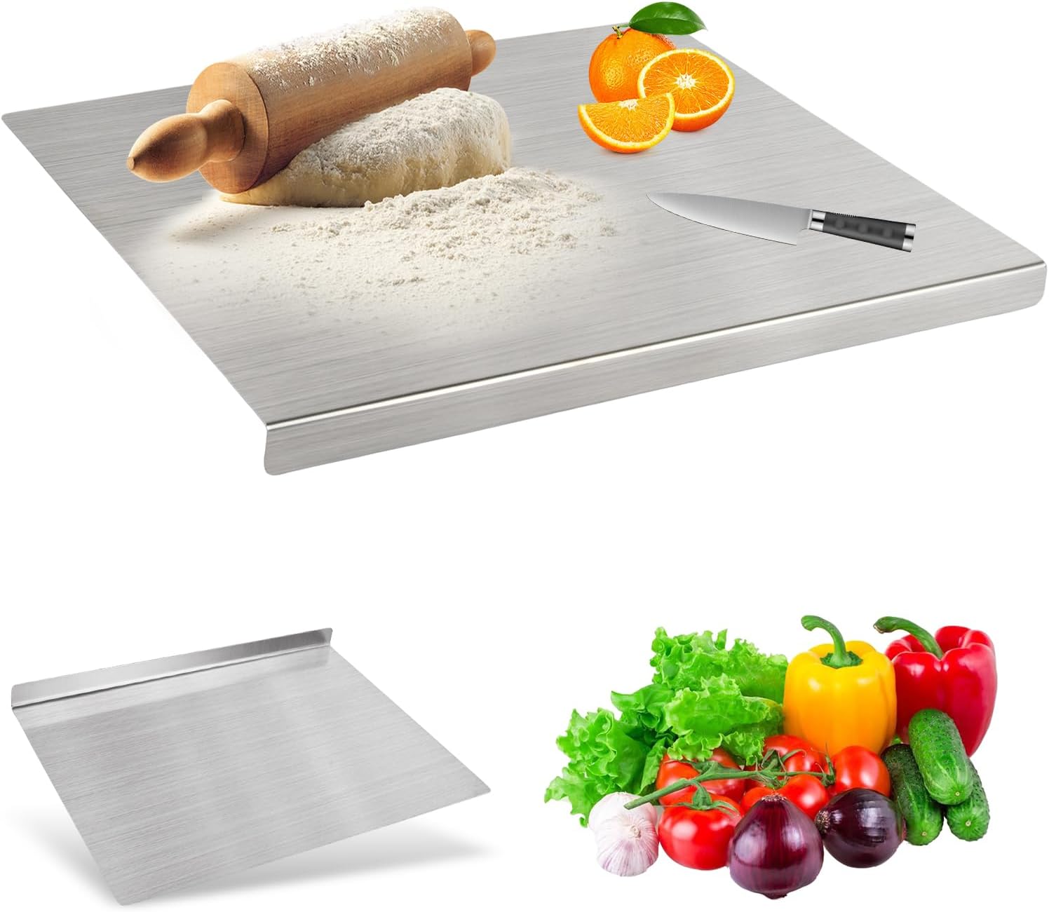 Schneidebrett Aus Edelstahl (50 X 40 X 1,5 Cm), Knetbrett Aus Edelstahl, Küchenarbeitsplattenschutz Mit Anschlagkante, Küchenplatte Aus Edelstahl, Titan-schneidebrett Für Küche, Bar Und Restaurant